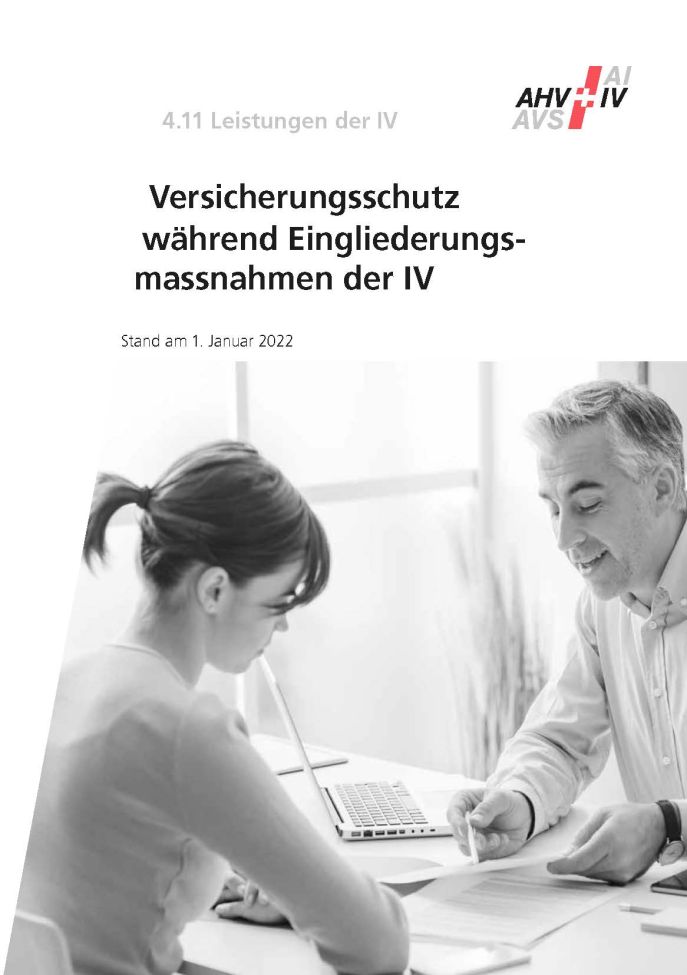 Merkblatt 4.11 – Versicherungs­schutz während Ein­gliederungs­mass­nahmen der IV