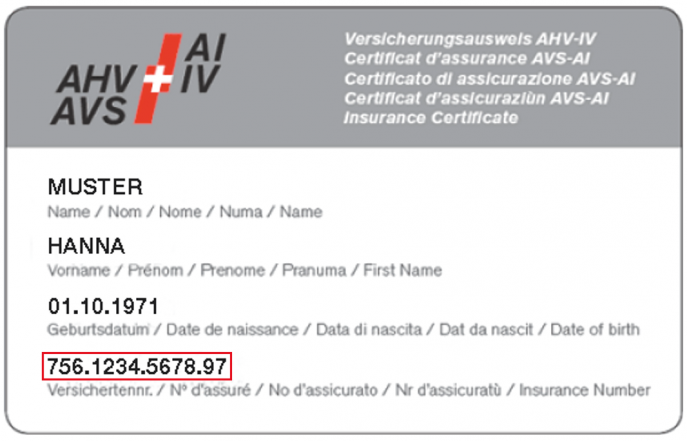 AHV-Ausweis Muster